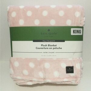 KING kate spade New York Pink Polka Dot Plush Blanket 112 x 92 inches NEW